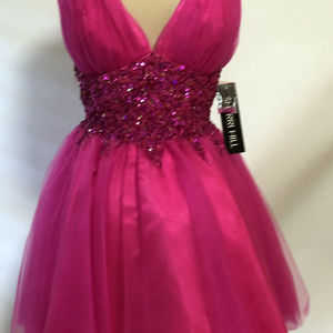 SHERRI HILL Pink Short Party Cocktail Beaded Dress